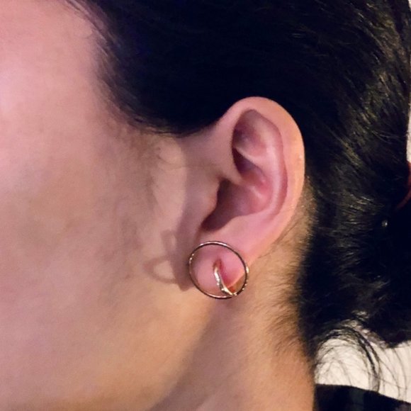 saturn double hoop earrings, silver - Picture 4 of 4